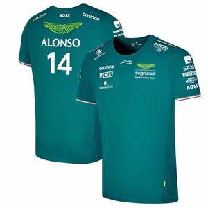 Erkek moda tişört büyük boy 2023 yeni F1 Formula One yarış takımı Aston Martin Aramco Cognizant Fernando Alonso Sürücü Yaz Günlük Hızlı Kurutma Kısa Kollu