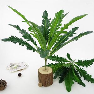 Flores decorativas 12 cabeças de ninho de pássaro artificial Fern Green Plant Wall Home Office Shop Decor