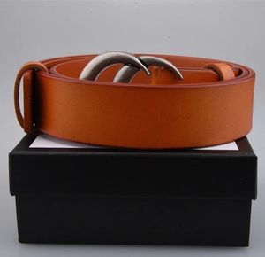 2023 Italian fashion men's business leather big gold buckle women without box