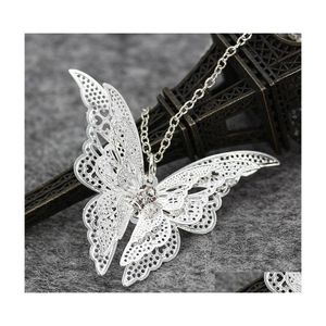 car dvr Pendant Necklaces Sier Lovely Butterfly Necklace Jewelry For Women Girls Kids Pendants Chain 20Add2 Inch Drop Delivery Dhhub