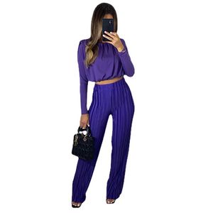 Spring summer Women two piece pants Thin fabric polyester long sleeve and trousers sets sne0169 crimp shirt and pants suits summer Casual fashion street suit