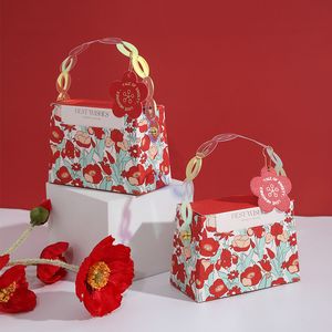 Present Wrap 20 PCS Portable Cute Delicate Print Glitter Candy Box Wedding Party Lätt att montera liten blommor Presentförpackning Papperslåda 230301