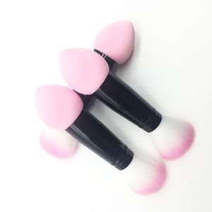 Makeup Brushes 1pc 4 Color Professional Blusher Brush Nylon Make Up Two Head Sponge Water Drop Puff Cosmetic ToolsMakeup