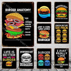 Vintage Kitchen Rules art painting Plaque Burgers Fries Metal Tin Sign Cafe Home Room Decor Fast Food Metal Plate Dinning Wall personalized Poster Size 30X20CM w02