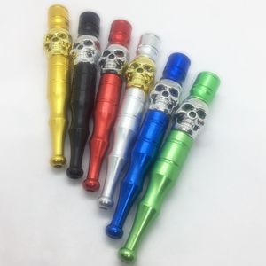 Latest Smoking Colorful Aluminium Alloy Pipes Skull Decorate Catcher Taster Bat One Hitter Dry Herb Tobacco Filter Removable Cigarette Holder Tips DHL