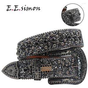 Bälten Punk Luxury Strap Diamond Belt Western Crystal Patted Cowgirl Cowboy Rhinestone For Women Men Jean Cinto de Strass