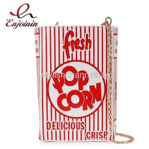 TOTES Popcorn Red Stripe Design Chain Bag Crossbody For Women Fashion Girl's torebki i torebki nowość torba sprzęgła Pu leathe 0301/23