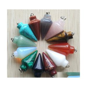 CAR DVR CHARMS Mixed PenDum Stone Circar Cone Pendants For Jewelry Making Hangings Fashion Partihandel Drop Leverans Fynd Components DHXR9