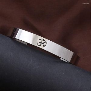 Bangle Stainless Steel Om Mani Padme Hum Symbol Bracelet Sanskrit Hinduism Openable Buddhism Meditation Healing Unisex Jewelry