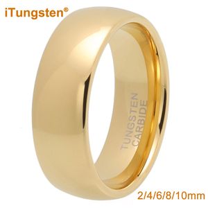 Wedding Rings iTungsten 2mm 4mm 6mm 8mm 10mm Gold Plated Tungsten Ring For Men Women Couple Engagement Wedding Band Trendy Jewelry Comfort Fit 230301