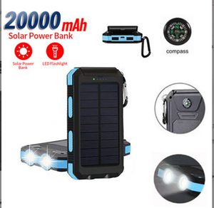 20000mAh Solar Power Bank Phone portátil Charging Fast Charger Backup Bateria PowerBank LED LED LED para Xiaomi iPhone Samsung