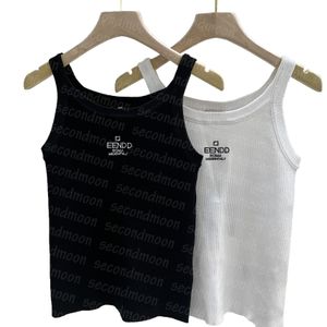 Gym Sport Tank Top Tees Women Knitting T Shirt Embroidered Letter Knit Tee Summer Breathable Vest