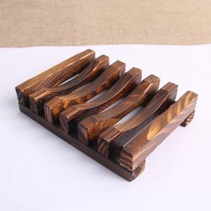 100pcs 2 Colors 11CM Vintage Wooden Soap Holder Holders Drain Tray Bathroom Shower Plate Stand Box Dish Bath