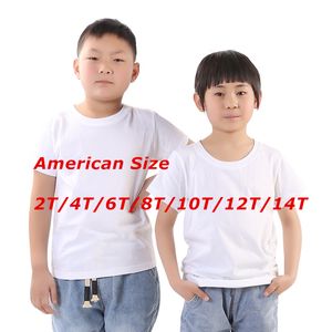 T-shirt per trasferimento di calore per bambini in bianco bianco sublimazione all'ingrosso Abbigliamento in poliestere Abbigliamento genitore-figlio fai-da-te Taglia americana 2T / 4T / 6T / 8T / 10T / 12T / 14T A12