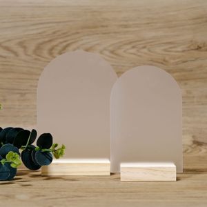 Other Event Party Supplies Frosted Arch Acrylic Sign with Wood Stand DIY Blank Sheet Table Numbers Base Holder For Wedding Signs Events 230228