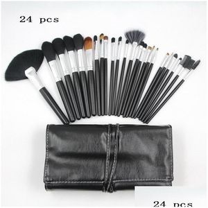 Makeup Brushes 24 Piece Brush Set Get Hair Leather Pouch Beauty Tool Coloris Professional Cosmetics Make Up Kit Drop Delivery Heal Dhmar
