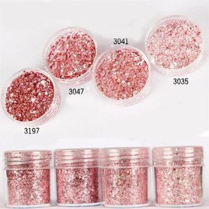 Glitter per unghie 10 ml/scatola 1 scatola Paillettes in polvere d'oro rosa Scintille miste Laser Holo Dust Decorazioni artistiche Unghie Acce