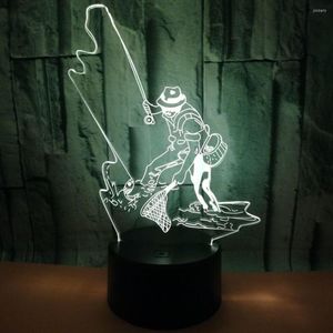 Table Lamps Fishing Colorful Touch 3d Lamp Acrylic Light Night Desk Illusion Led Small