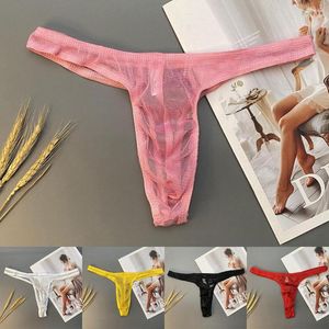 Underpants Men Sexy Underwear Briefs Bikini Mesh Thong G-String Perspective 2023 Male Breathable Ultra-Thin Low Rise Soft Lingerie