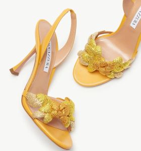 Элегантные брендовые женские сандалии с галактическим цветком, туфли Aquazzuras на высоком каблуке, женские туфли-лодочки с ремешками на щиколотке, свадебное платье-гладиатор, сандалии EU35-44