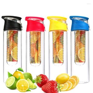 Water Bottles 700ml Plastic Fruit Infusing Infuser Cup Bpa Free Portable Sport Bottle With Juice Shaker