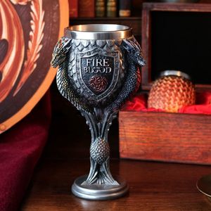Mugs Coffee Cup Thrones Goblet Beer Red Wine Glass Double Wall Non rust Steel Metal Decoration Friend Gifts 230228