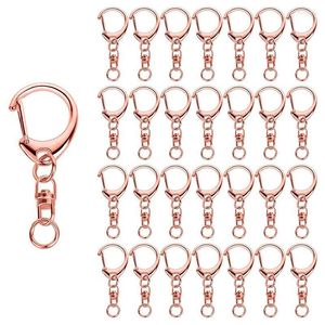 Nyckelringar PCS Rose Gold Keychain Spring Snap Key Ring med kedja och hoppringar DIY -delar för hantverk Hängande BuckkeKeyChains Fier22