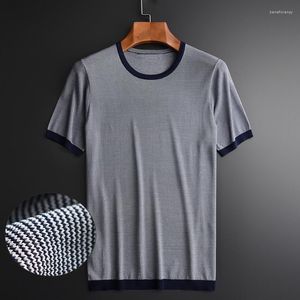 メンズTシャツキントメンズTシャツ高級コントラストカラーカラー半袖男性Tシャツプラスサイズ4xl夏のスリムフィットカジュアルマンティー