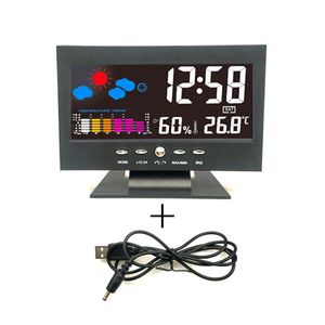 Controle de voz Despertador digital com temperatura LED calendário de umidade Tabela Relógio Cletor climático Relógio 8082T