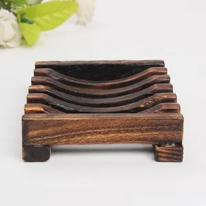 Natürliche Bambus Holz Seifenschalen Holz Seifenschale Halter Lagerregal Platte Box Container Bad Seifenhalter 20 stücke Großhandel