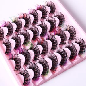 Thick Colorful False Eyelashes 14 Pairs Set Naturally Soft & Delicate Handmade Reusable Multilayer 3D Fake Lashes D Curled Lash Extensions Natural Looking
