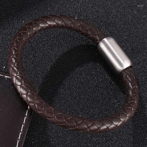 Bracelets de charme 8mm preto/marrom cintilação de couro trançado