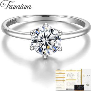 Cluster Rings Trumium Real 0.5/1 Ct D Color Moissanite Diamond Engagement Rings For Women S925 Sterling Silver Wedding Bands Fine Jewelry G230228