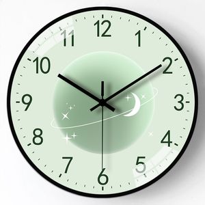 Wall Clocks 8 Inch Stylish Wall Word Clock Art Design Moon No Ticking Sound Round Timepiece For Kitchen Living Room Office Home Electronics 230301