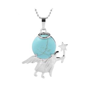 car dvr Pendant Necklaces Fairy Rod Little Angel Necklace Natural Stone Teen Female Alry Healing Guardian Gift 12Pcs Drop Delivery Jewelry Pe Dh5Lj