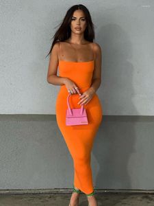 カジュアルドレス女性ファッションサマースパゲッティストラップボディボディードレスソリッドカラーノースレスバックレススリムフィットロングローズレッド/オレンジ/ブラウン