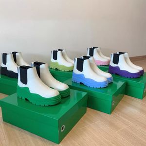 Stivali firmati da donna Stivali in pelle Martin alla caviglia Chaelsea Boot Moda antiscivolo Onda Suola in gomma colorata Fettuccia elastica Comfort martins bott botte bottines sneakers