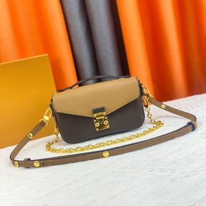 Kleine Pochette-Umhängetasche mit Mikro-Blumenmotiv, Damen-Sporttasche, Handtasche, Designer-Luxus-Goldkette, Clutch aus echtem Leder, I-V-Männer-Geldbörsen, M81267, M46279, Schulter-Umhängetaschen