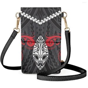 Kvällspåsar Forudesigns Traditionella stamtrycksmönster Mobiltelefon Anti-Wear Polynesian Tattoo Shoulder Bag For Women Satchel