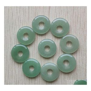 CAR DVR CHARMS RUND SSORTED 18mm Circle Donut Green Aventurine Natural Stone Crystal Pendants For Necklace Accessories Smycken Making Drop Dh5ar
