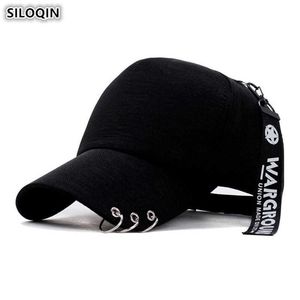 Kulkapslar siloqin justerbar huvudstorlek kvinnors hästsvans baseball kepsar snapback cap ny personlighet järnring hängande rem hip hop capj230228