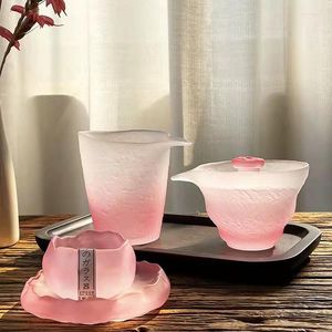 Wine Glasses Japanese Style First Snow Gradient Color Glass Cup Tea Set High-end Handmade