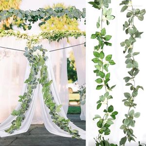 Decorative Flowers Green Artificial Vine Garland Rattan Fake Plant Leaves Silk Leaf Wall Hanging Wedding Arch Party DIY Decoration Home