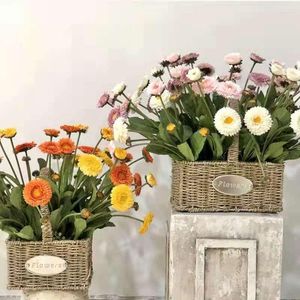 Decorative Flowers 3 Solar Chrysanthemum Imitation Home Decor False Table Marigold Small Bouquets Light Luxury Flor