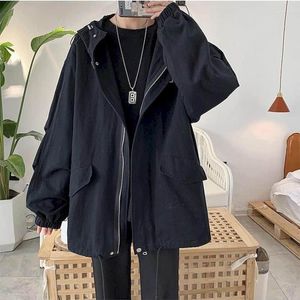 Women's Jackets Hooded Jacket Women Men Aesthetic Clothing Spring Autumn Gothic Grunge Coat Indie Emo Windbreaker Cargo Techwear Punk Alt