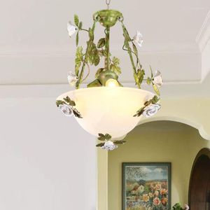 Ceiling Lights Dining-Room Lamp Dining Chandelier Nordic Restaurant American Pastoral Aisle Flower Iron Droplight