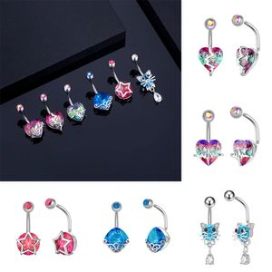 Anel de umbigo do coração anel da barriga Jóias Drop Bodle Body Belly Piercing Nave Clip Body Piercing Button Rings Ball Clip Navel Ring