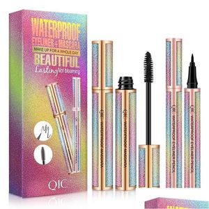 Mascara Qic Glossier Starry Sky Mascaras and Eyeliner set Waterproof dleckinging厚い滑らかな黒い鉛筆化粧品メイクドロップDeli Dhe6y