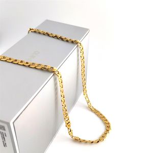 18K Solid Yellow G F Gold Curb Cuban Link Chain Halskette Hip-Hop Italienischer Stempel Au750 Männer Frauen 7mm 750 mm 75 cm lang 29 INC2208