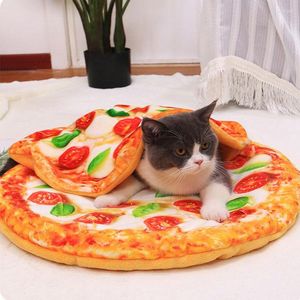 Kedi Yatak Yaratıcı Yatak Mat Yumuşak Sıcak Flanel Uyku Battaniyesi Komik Pizza Yastık Yavru Yavru Köpek Paspasları Uyku Omlet Ped Pet Malzemeleri